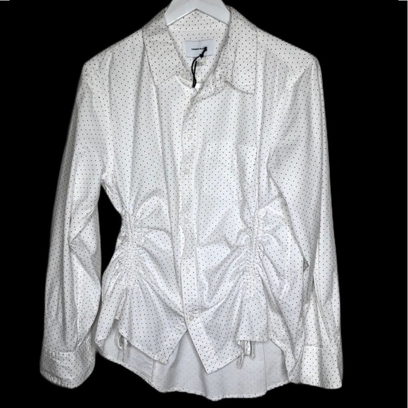 NWT Current Elliott adjustable ruche button up shirt SZ 4 - Picture 6 of 8